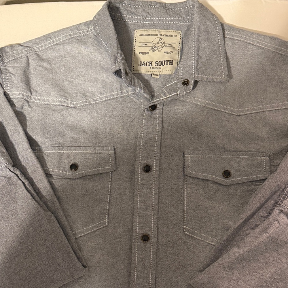 Men's Gray Casual Button Down Shirt
